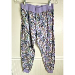 Vera Bradley High Rise Lavender Jogger Pajama Bottom Floral Comfort Women Size M